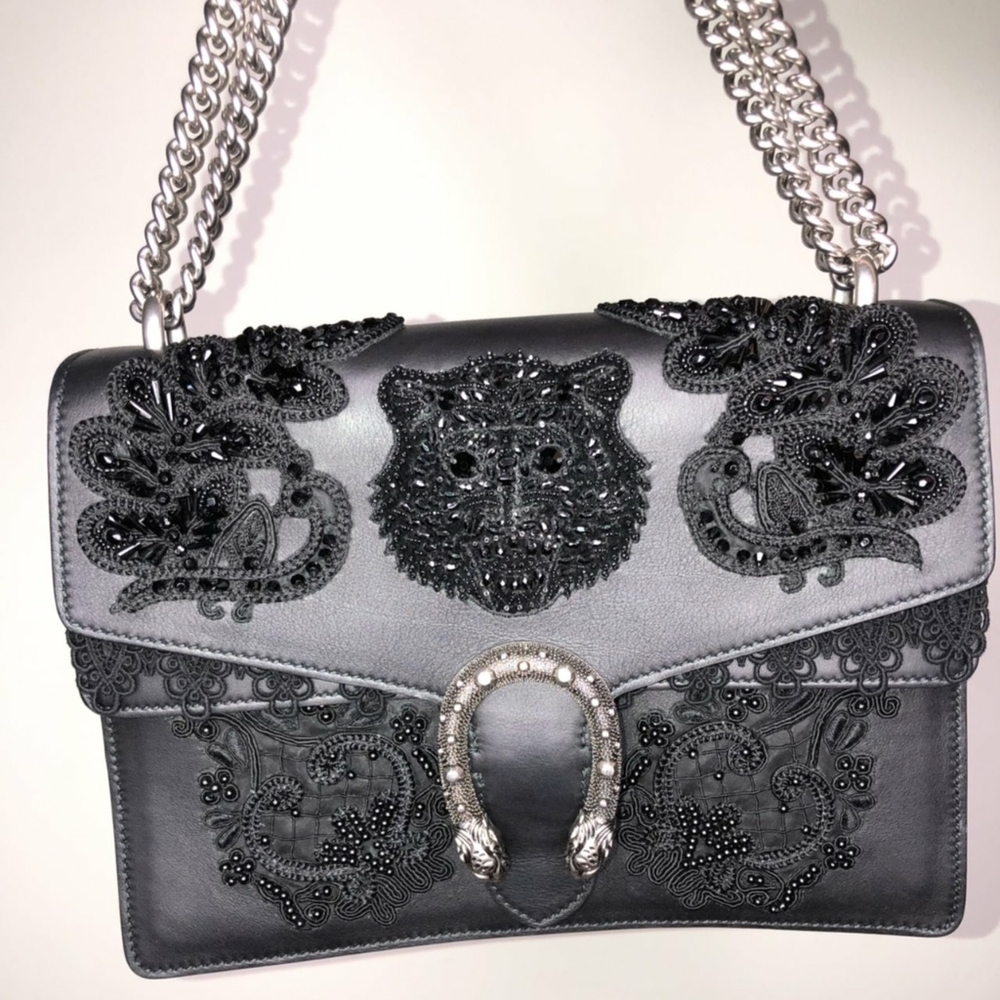 GUCCI DIONYSUS LIMITED EDITION BEYONCE BLACK LEAT - Picture 1 of 7